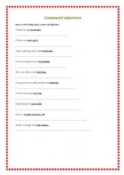 English Worksheet: compound adjectives