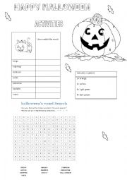 English Worksheet: Halloweens Activities
