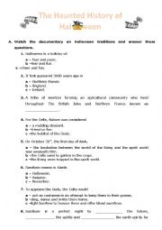 English Worksheet: The haunted history of Halloween -  while watching activity