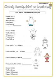 English Worksheet: Halloween song with video