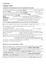 English Worksheet: 2nd form evaluation  test