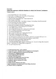 English Worksheet: Uses of the Present Continuous