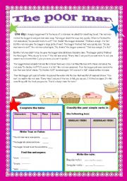 English Worksheet: Story: The poor man(simple past tense)