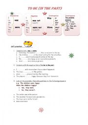 English Worksheet: Revision of TO BE in the past