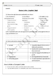 English Worksheet: lesson E4 business letter complaint 