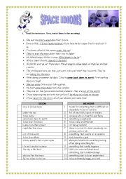 English Worksheet: SPACE IDIOMS