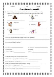 English Worksheet: Personality Adjectives