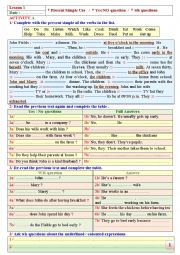 English Worksheet: Present Simple Use