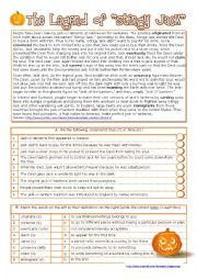 English Worksheet: Halloween - History of the Jack O Lantern