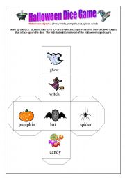 English Worksheet: Halloween Dice Game