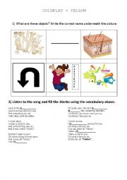 English Worksheet: COLDPLAY - YELLOW 