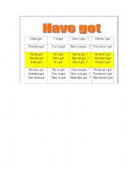 English Worksheet: THE VERB HAVE/HAS GOT