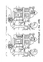 English Worksheet: Halloween: Spot the 7 differences