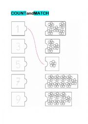 English Worksheet: Count and Match