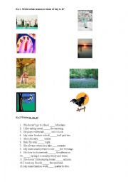 English Worksheet: Seasons, preposition of time, question words.