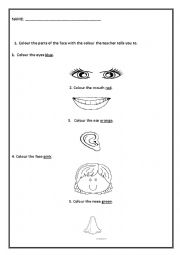 English Worksheet: The face, big and small, long and short