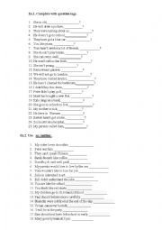 English Worksheet: Question tags + so/neither