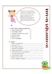 English Worksheet: Reading comprehension. 