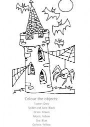 English Worksheet: Colour the tower