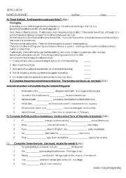 English Worksheet: a short revision quiz