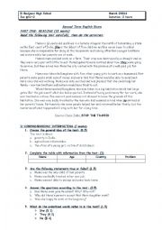 English Worksheet: Child Labour Exam