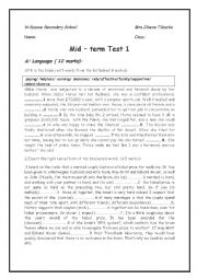 English Worksheet: mid term 1 test ( third form)