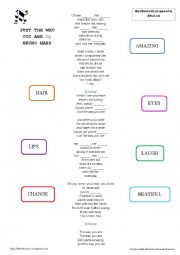 English Worksheet: Just The Way You Are