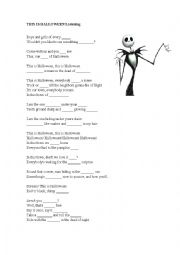 English Worksheet: This is Halloween (Nightmare Before Christmas)