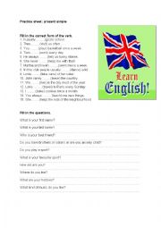 English Worksheet: Practice sheet present simple