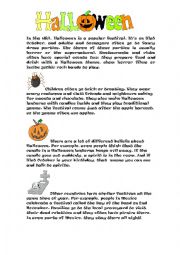 English Worksheet: Halloween reading activity