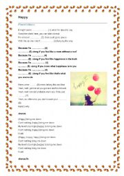 English Worksheet: Song Happy by Pharrell Williams
