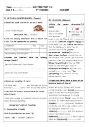 English Worksheet: mid term test n 1
