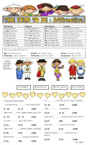 English Worksheet: TO BE - 2 PAGES ( AFFIRMATIVE)