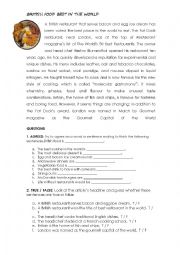 English Worksheet: FOOD