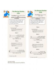 English Worksheet: The morning Routine Song