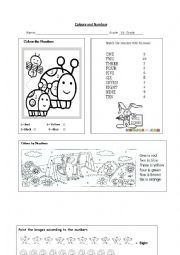 English Worksheet: colours and numbers