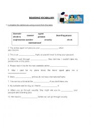 English Worksheet: on a plane vocabulary