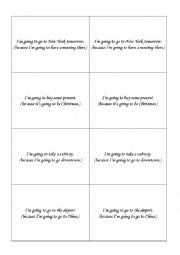 English Worksheet: be going to (wholeclass game)