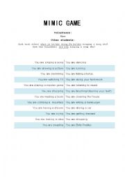 English Worksheet: Mimic game