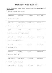 English Worksheet: Passive Voice Questions