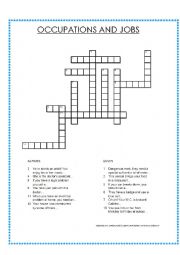 OCCUPATIONS AND JOBS CROSSWORD