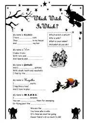 English Worksheet: Which witch is which song