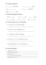 English Worksheet: Days of the week + everyday activities 