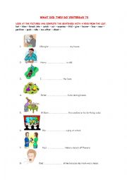 English Worksheet: WHAT DID THEY DO YESTERDAY 3
