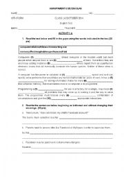 English Worksheet: Test Dangers Social Networks