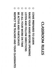 English Worksheet: CLASSROOM RULES