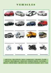 English Worksheet: Vehicles (Vocabulary Series 2)