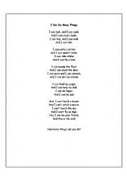 English Worksheet: I Can Do Many Things