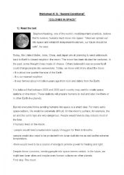 English Worksheet: Living on the red planet