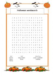 English Worksheet: Halloween wordsearch